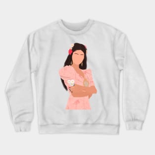 Sel in Pink Flower Dress Outfit Heart Fan Art Crewneck Sweatshirt